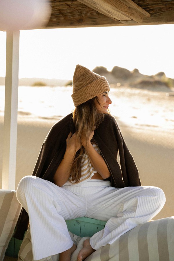 salanida. Rotondo merino unisex kepurė Smėlis salanida. Rotondo merino unisex kepurė Smėlis