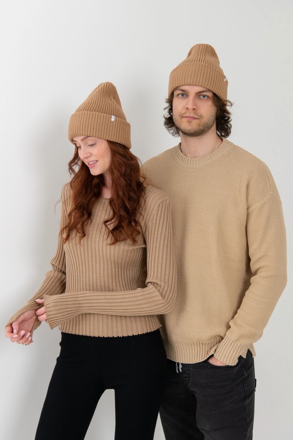 salanida. Rotondo merino unisex kepurė Smėlis salanida. Rotondo merino unisex kepurė Smėlis