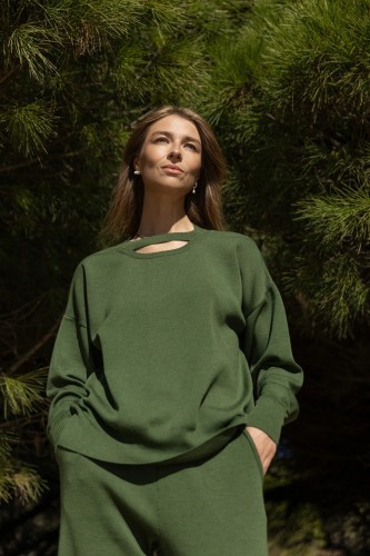 salanida. Rotondo merino megztinis Žalia alyvuogė