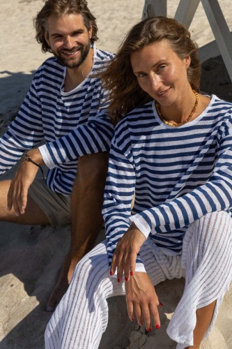 Salanida. Tanto 100% lino palaidinė  Mėlyna Unisex