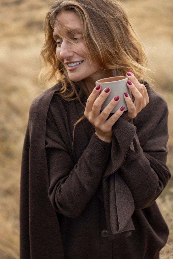 Salanida. Via Merino vilnos šalikas Šokoladas