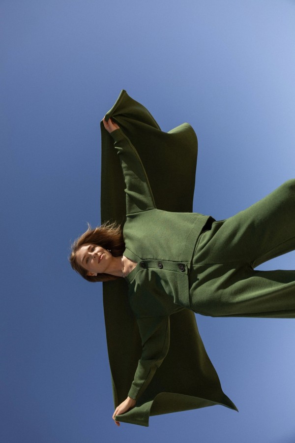 Salanida. Via Merino vilnos šalikas Žalia alyvuogė