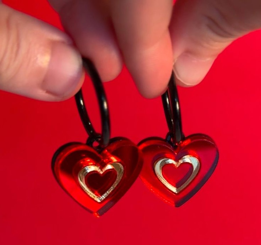 solar. Rainbow Hearts auskarai