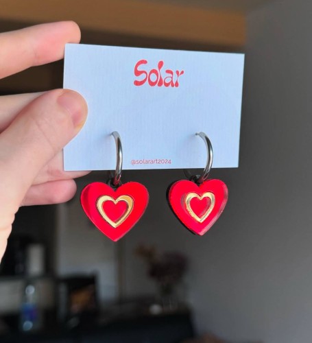 solar. Rainbow Hearts auskarai