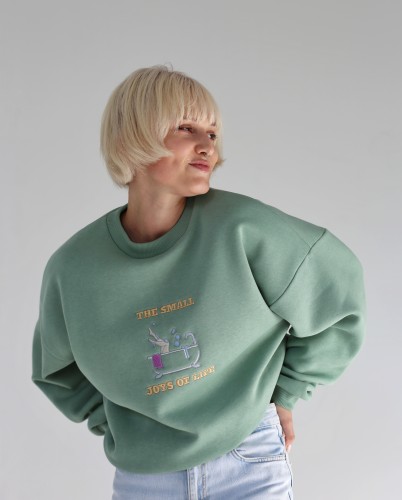 SOLLOS. "Small joys of life" mėtinis džemperis 