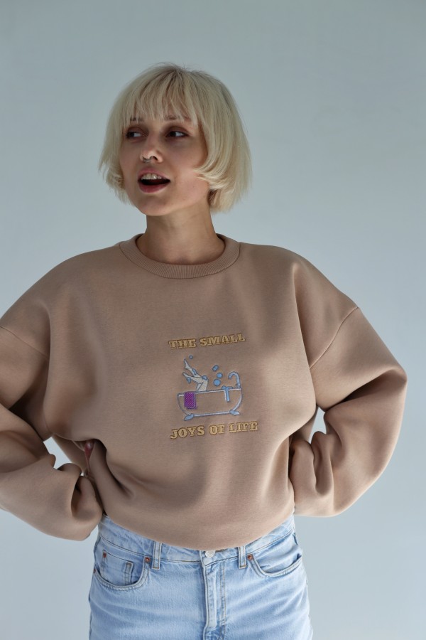 SOLLOS. "Small joys of life" smėlinis džemperis 