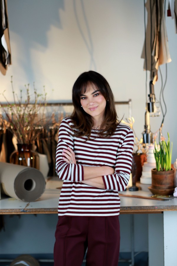 V&V. Burgundy striped palaidinė