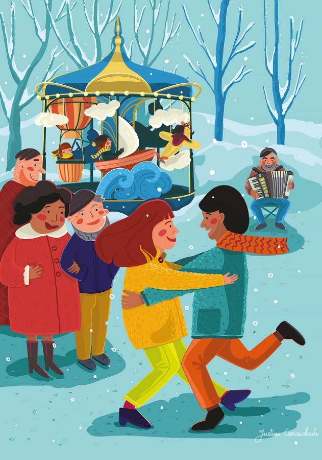 Justina Česnauskaitė. Atvirukas su voku Žiemos šokis Justina Česnauskaitė. Atvirukas su voku Žiemos šokis